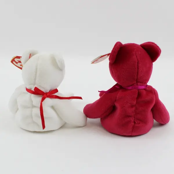 Lot Of 2 TY Beanie Baby Valentino 1993 & Valentina 1999 Bear W/ Tag Plush Toy