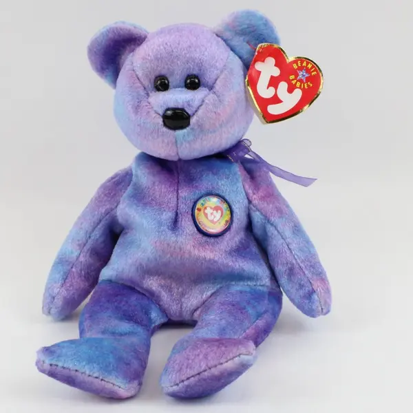 Ty Beanie Babies Clubby IV 2001 Blue/Purple Tie-Dye Bear With Tag Plush Toy