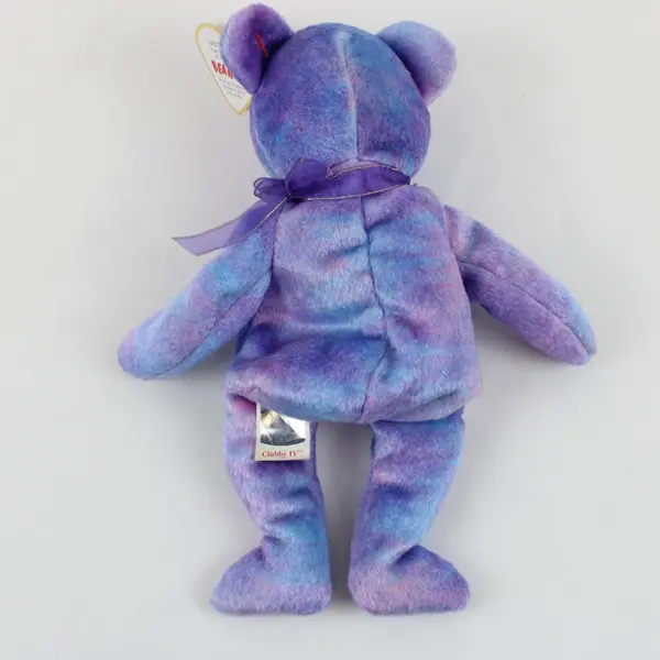 Ty Beanie Babies Clubby IV 2001 Blue/Purple Tie-Dye Bear With Tag Plush Toy