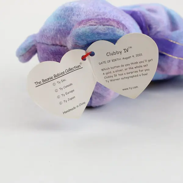 Ty Beanie Babies Clubby IV 2001 Blue/Purple Tie-Dye Bear With Tag Plush Toy