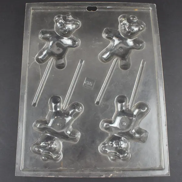 Lot of 4 Wilton Plastic Candy Molds: Thanksgiving, Houses, Bears & Rose Buds 