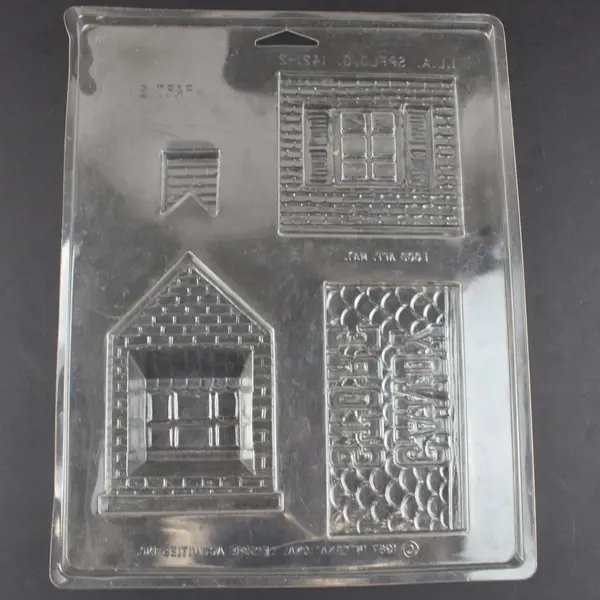 Lot of 4 Wilton Plastic Candy Molds: Thanksgiving, Houses, Bears & Rose Buds 