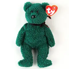 TY Beanie Babies Holiday Teddy 2001 Green Red Ribbon Tag Plush Bear