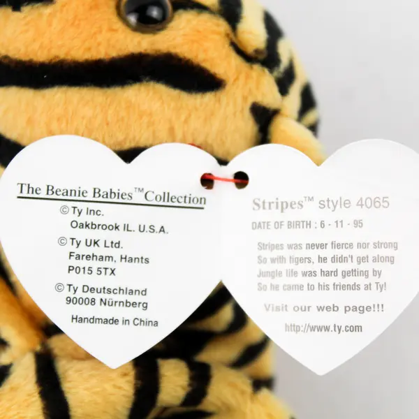 TY Beanie Babies Stripes 1995 Orange/Black Tiger With Tag Plush Toy