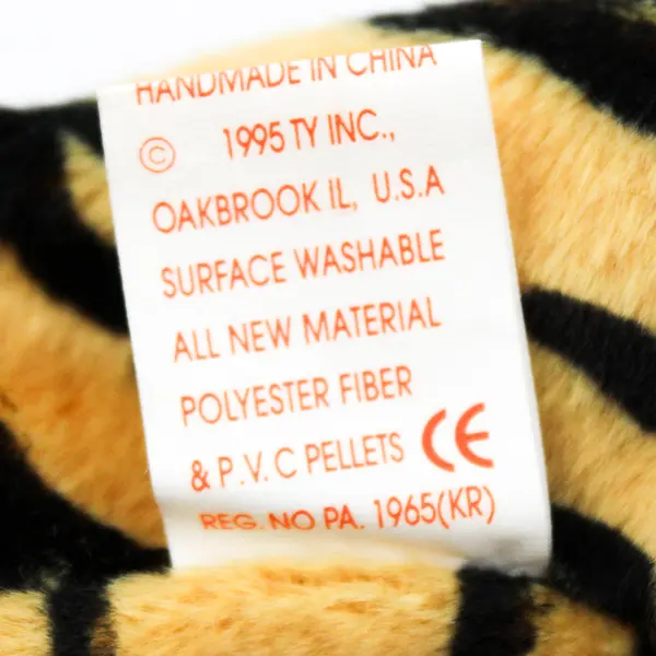 TY Beanie Babies Stripes 1995 Orange/Black Tiger With Tag Plush Toy