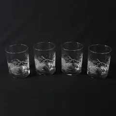 Set of 4 Libbey St. Clair Old Fashioned  Etched Pine Cone Whiskey Glasses