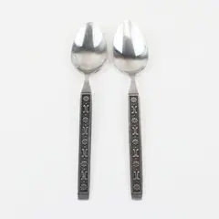 Lot of 2 Present Flatware Ameris Pattern SS Teaspoons 6.5" Rare Item Good