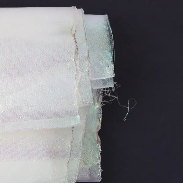White Iridescent Sheer Organza Fabric Pearlized Metallic Shimmer