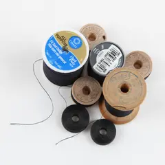 Lot of 8 Mixed-Brand Black Sewing Thread Spools Includes Coats & Clark S963