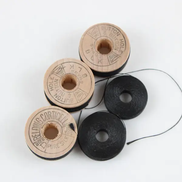 Lot of 8 Mixed-Brand Black Sewing Thread Spools Includes Coats & Clark S963