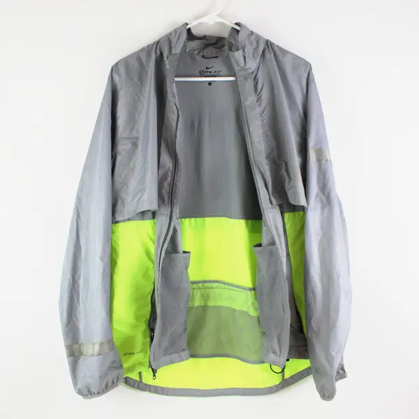 Nike Storm-FIT Women's L Convertible Windbreaker Jacket Vest Gray Neon Yellow