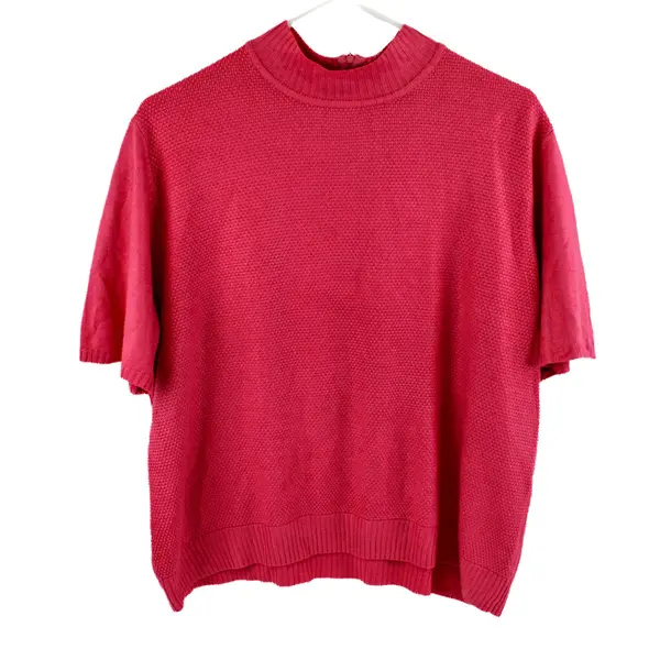 Koret 1850741 Women's XL Pink Short Sleeve Mock Neck Sweater Back Zip
