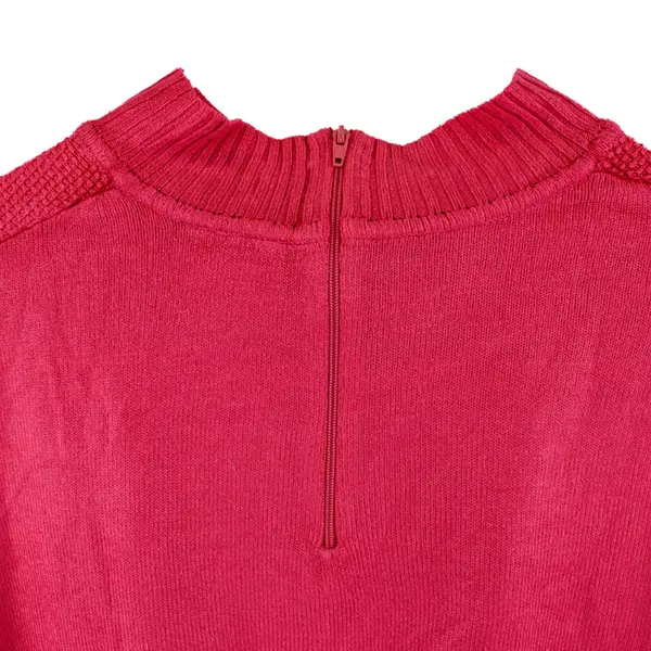 Koret 1850741 Women's XL Pink Short Sleeve Mock Neck Sweater Back Zip