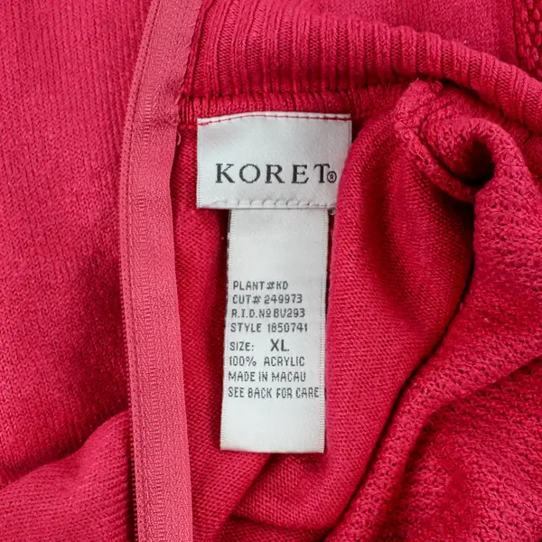 Koret 1850741 Women's XL Pink Short Sleeve Mock Neck Sweater Back Zip