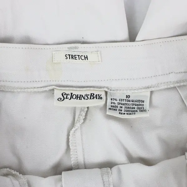 St. John's Bay Women's Capri Pants Cream White High Rise Stretch Size 10