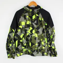 Athletic Works Boys XXL 18 1/4 Zip Hoodie Army Green Neon Geometric