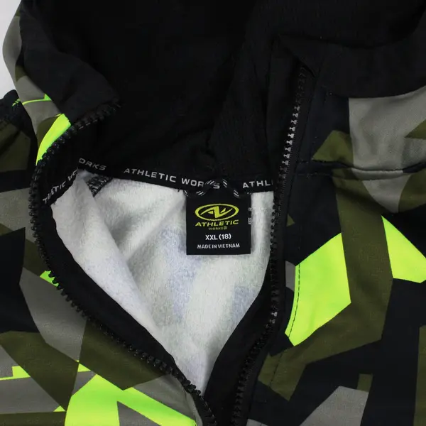 Athletic Works Boys XXL 18 1/4 Zip Hoodie Army Green Neon Geometric