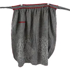 Handmade Black White Gingham Peacock Cross Stitch Half Apron
