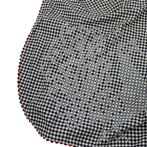 Handmade Black White Gingham Peacock Cross Stitch Half Apron