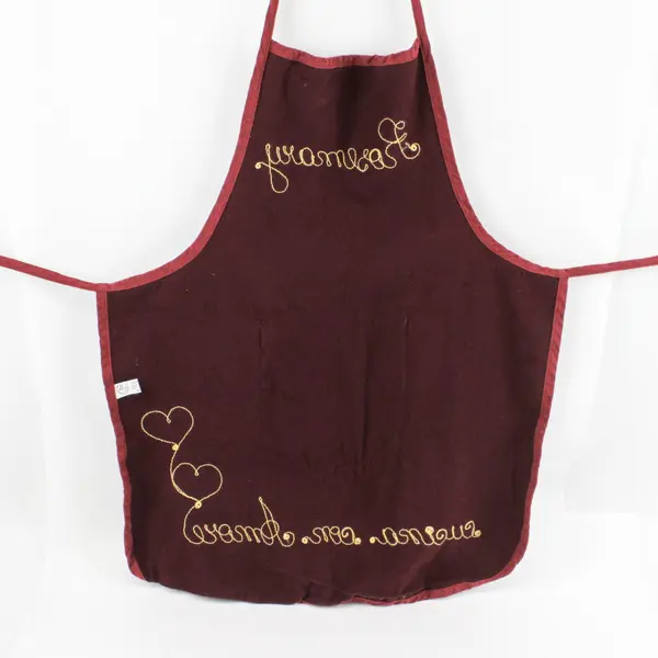 R&D Made in Italy Rosemary Embroidered Apron Burgundy Cucina Con Amore 19x23