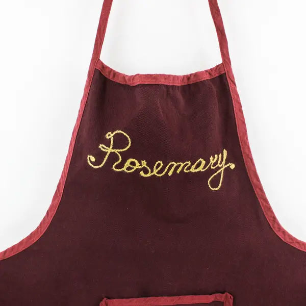 R&D Made in Italy Rosemary Embroidered Apron Burgundy Cucina Con Amore 19x23
