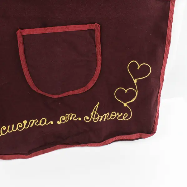 R&D Made in Italy Rosemary Embroidered Apron Burgundy Cucina Con Amore 19x23