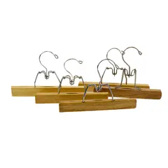 Set of 5 Wooden Clamp Clothes Hangers for Skirts Pants Trousers