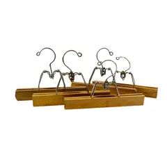 Lot of 5 Vintage Wooden Clamp Hangers for Pants Skirts