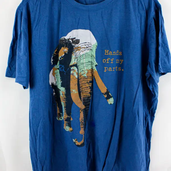 WWF Blue Elephant "Hands Off My Parts" T-Shirt Men's XL