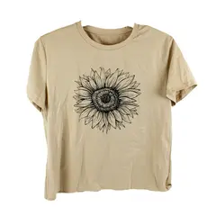 Unbranded Women's XL Tan Sunflower Graphic T-Shirt 