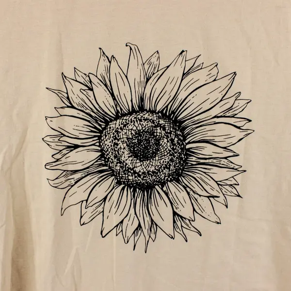 Unbranded Women's XL Tan Sunflower Graphic T-Shirt 