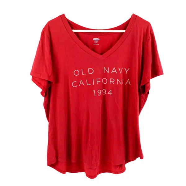 Old Navy Red V-Neck T-Shirt Womens XL "Old Navy California 1994"