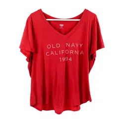 Old Navy Red V-Neck T-Shirt Womens XL "Old Navy California 1994"