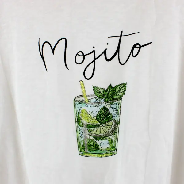 Christian Siriano Mojito Beaded Graphic T-Shirt Women's XL White
