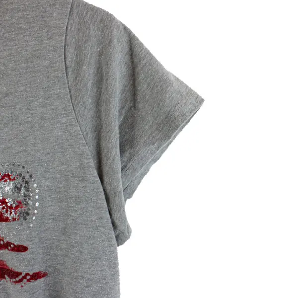 St. John's Bay Women's XL Gray Glitter American Flag T-Shirt