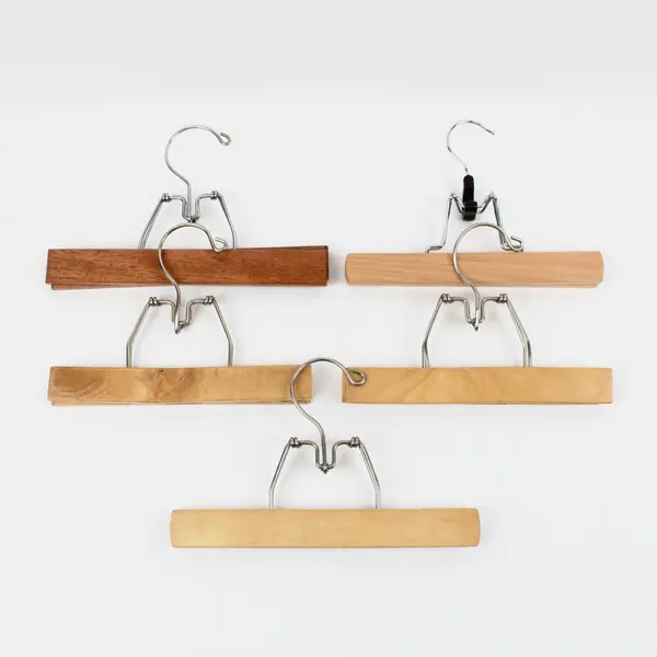 Lot of 5 Wooden Clamp Hangers for Pants & Skirts