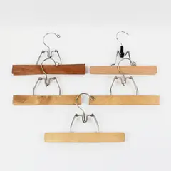 Lot of 5 Wooden Clamp Hangers for Pants & Skirts