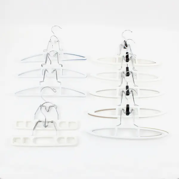 Lot of 10 White Plastic Clamp Hangers for Pants Skirts Shorts