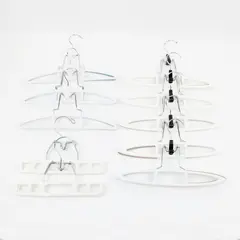 Lot of 10 White Plastic Clamp Hangers for Pants Skirts Shorts
