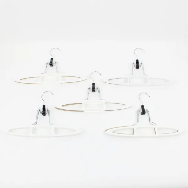 Lot of 10 White Plastic Clamp Hangers for Pants Skirts Shorts