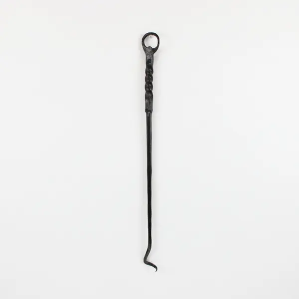 Hand Forged Fireplace Poker Hook Twisted Handle 19 in