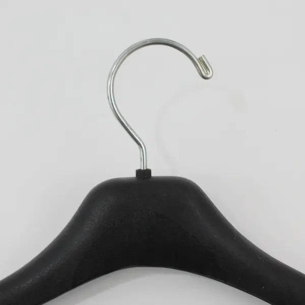 Lot of 5 Black Plastic Suit Hangers Jackets Pants Shirts Oval Marking
