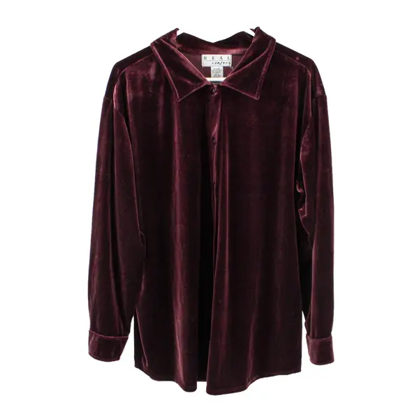 Real Comfort Women's Large Burgundy Velour Button-Front Pajama Top
