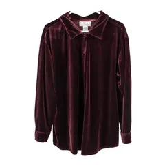Real Comfort Women's Large Burgundy Velour Button-Front Pajama Top
