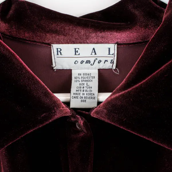 Real Comfort Women's Large Burgundy Velour Button-Front Pajama Top