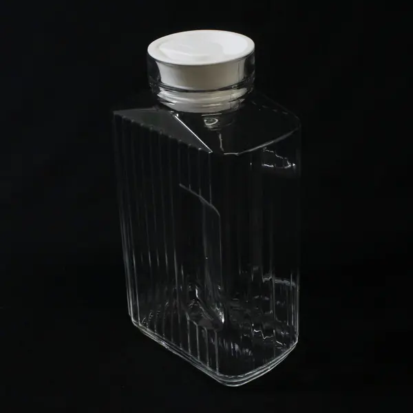 Ribbed Glass Refrigerator Pitcher With White Stopper Bistro Style ARC
