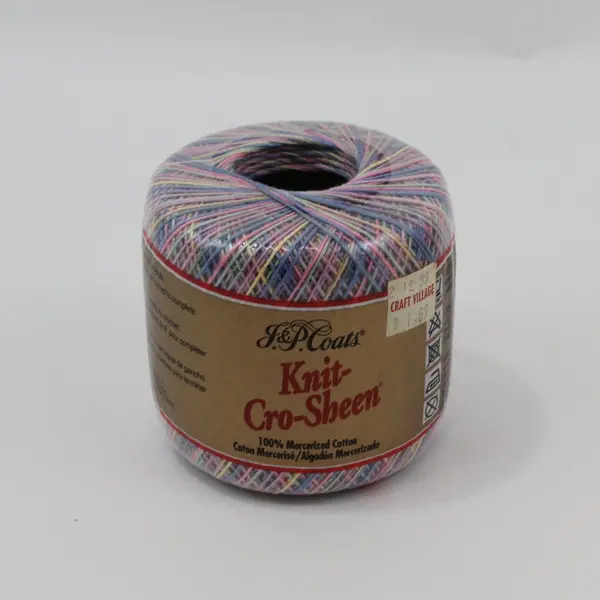 Lot 4 J&P Coats Knit-Cro-Sheen Mercerized Cotton Thread # 165 Pastels Ombre New 