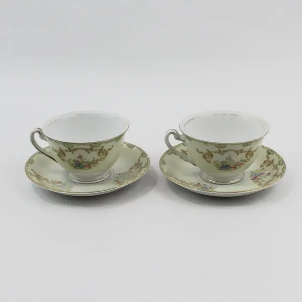 Set of 2 National China NAT 14 Cup and Saucer Sets Japan Bone China