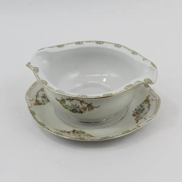 Vintage National China NAT14 Gravy Boat And Attached Under Plate Japan