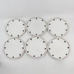 Set of 6 Gibson Everyday Holiday Dinner Plates Christmas Trees and Holly Garland